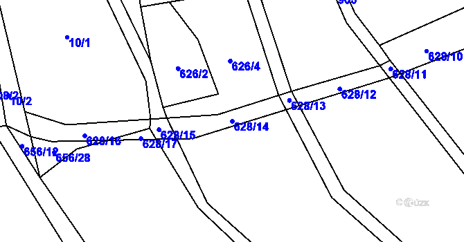 Parcela st. 628/14 v KÚ Horní Vilímeč, Katastrální mapa