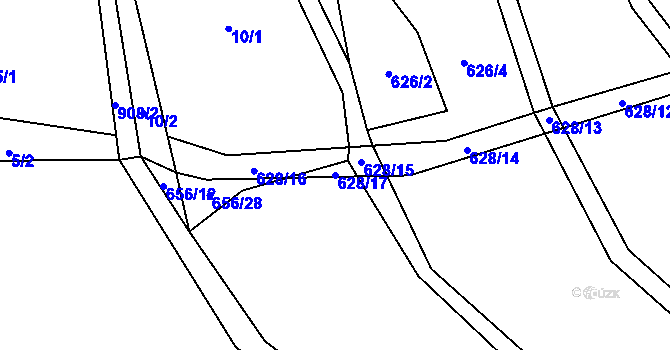 Parcela st. 628/17 v KÚ Horní Vilímeč, Katastrální mapa