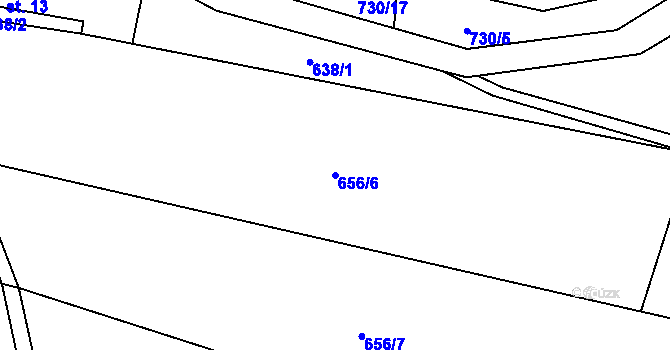 Parcela st. 656/6 v KÚ Horní Vilímeč, Katastrální mapa