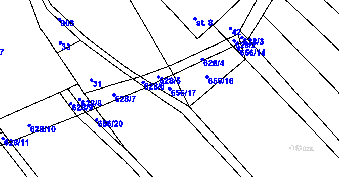 Parcela st. 656/17 v KÚ Horní Vilímeč, Katastrální mapa