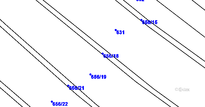 Parcela st. 656/18 v KÚ Horní Vilímeč, Katastrální mapa