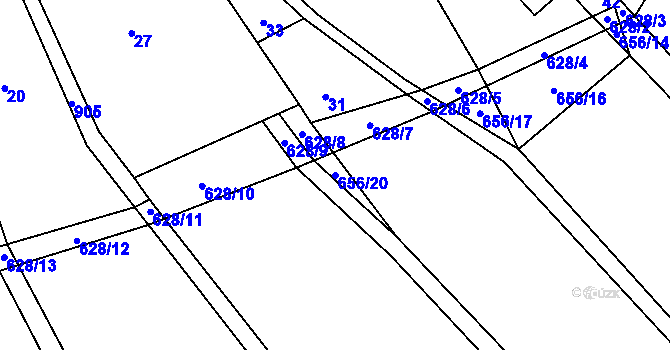 Parcela st. 656/20 v KÚ Horní Vilímeč, Katastrální mapa