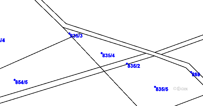 Parcela st. 835/4 v KÚ Horní Vilímeč, Katastrální mapa