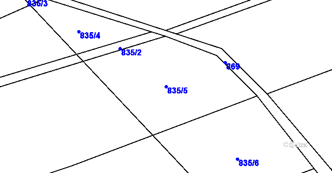Parcela st. 835/5 v KÚ Horní Vilímeč, Katastrální mapa