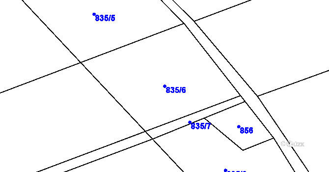 Parcela st. 835/6 v KÚ Horní Vilímeč, Katastrální mapa