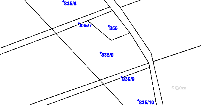 Parcela st. 835/8 v KÚ Horní Vilímeč, Katastrální mapa