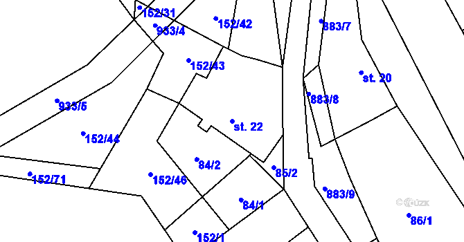 Parcela st. 22 v KÚ Horní Vilímeč, Katastrální mapa