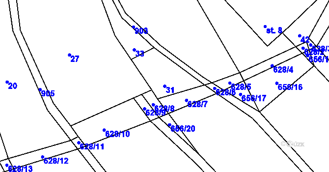 Parcela st. 31 v KÚ Horní Vilímeč, Katastrální mapa