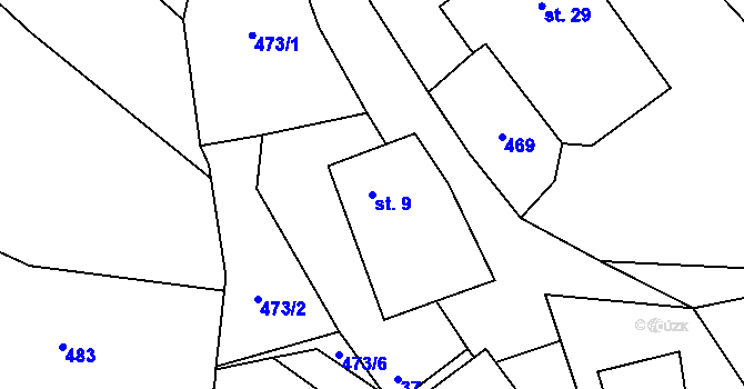 Parcela st. 9 v KÚ Léskovec, Katastrální mapa
