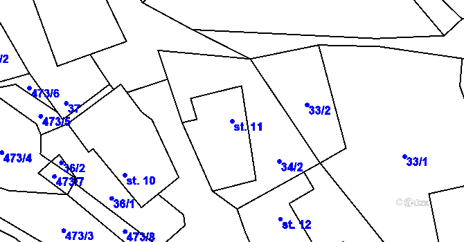 Parcela st. 11 v KÚ Léskovec, Katastrální mapa
