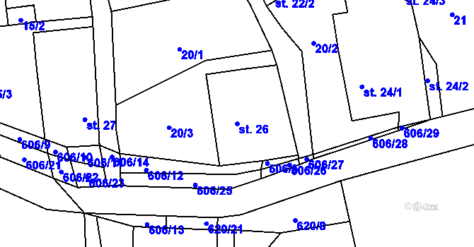 Parcela st. 26 v KÚ Léskovec, Katastrální mapa