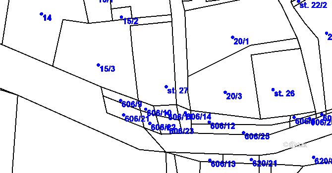 Parcela st. 27 v KÚ Léskovec, Katastrální mapa