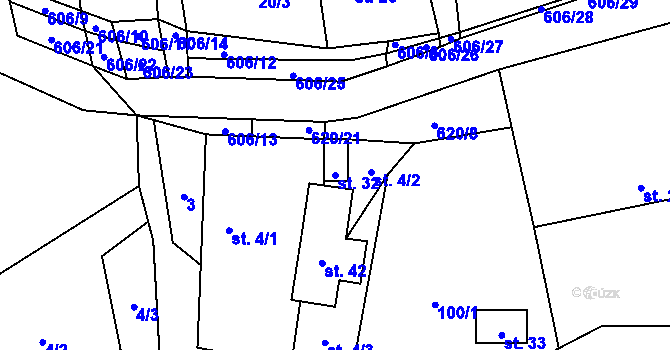Parcela st. 32 v KÚ Léskovec, Katastrální mapa