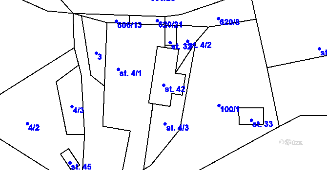 Parcela st. 42 v KÚ Léskovec, Katastrální mapa