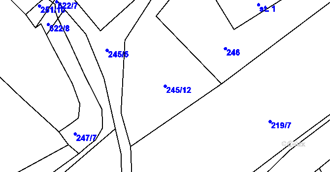 Parcela st. 245/12 v KÚ Léskovec, Katastrální mapa