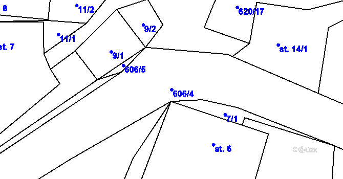 Parcela st. 606/4 v KÚ Léskovec, Katastrální mapa