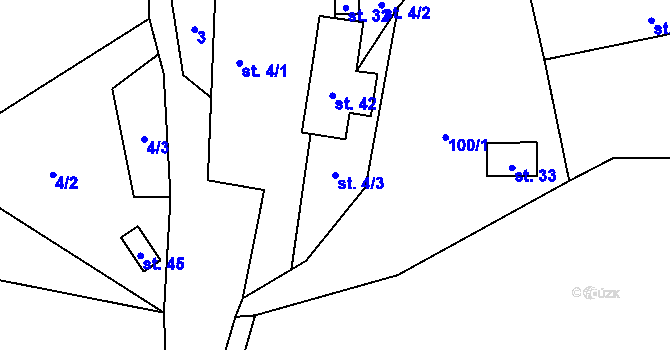 Parcela st. 4/3 v KÚ Léskovec, Katastrální mapa