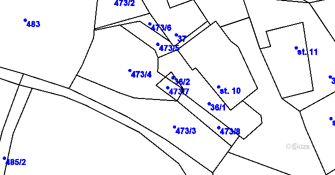 Parcela st. 473/7 v KÚ Léskovec, Katastrální mapa