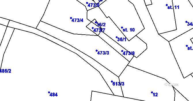 Parcela st. 473/3 v KÚ Léskovec, Katastrální mapa