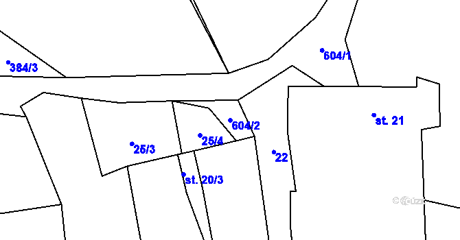 Parcela st. 604/2 v KÚ Léskovec, Katastrální mapa