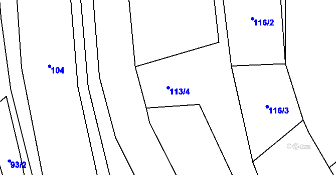 Parcela st. 113/4 v KÚ Léskovec, Katastrální mapa