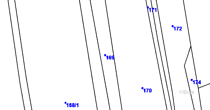 Parcela st. 169 v KÚ Léskovec, Katastrální mapa