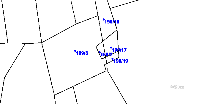 Parcela st. 189/2 v KÚ Léskovec, Katastrální mapa