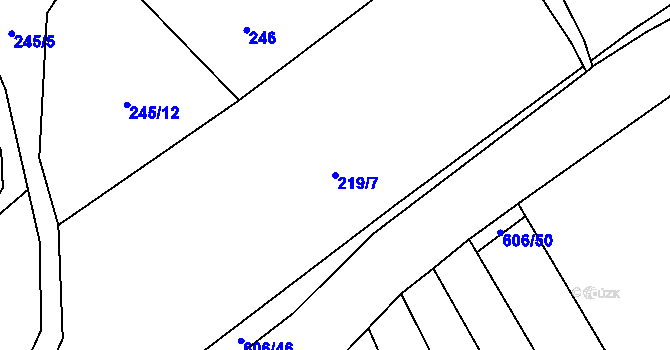 Parcela st. 219/7 v KÚ Léskovec, Katastrální mapa