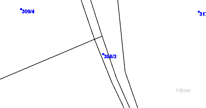 Parcela st. 308/3 v KÚ Léskovec, Katastrální mapa
