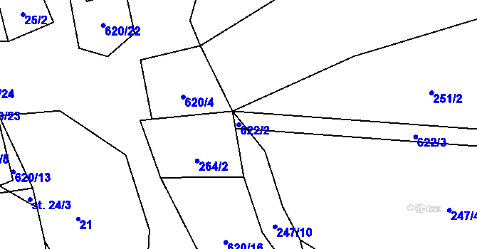 Parcela st. 622/2 v KÚ Léskovec, Katastrální mapa