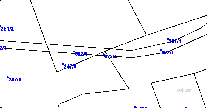 Parcela st. 622/4 v KÚ Léskovec, Katastrální mapa