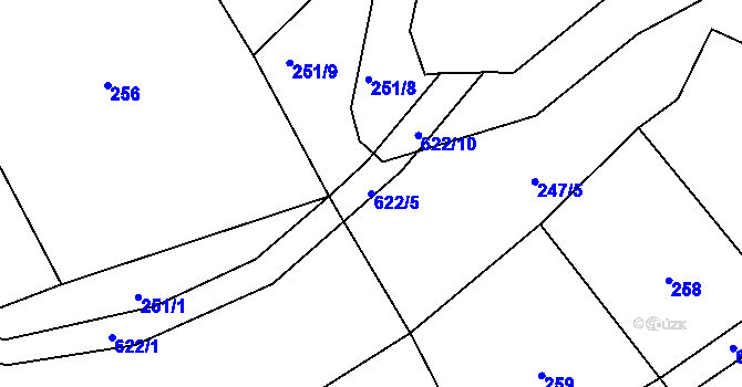 Parcela st. 622/5 v KÚ Léskovec, Katastrální mapa