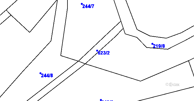 Parcela st. 623/2 v KÚ Léskovec, Katastrální mapa
