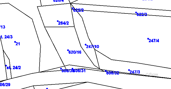 Parcela st. 247/10 v KÚ Léskovec, Katastrální mapa