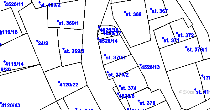 Parcela st. 370/1 v KÚ Počátky, Katastrální mapa