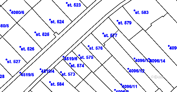 Parcela st. 576 v KÚ Počátky, Katastrální mapa