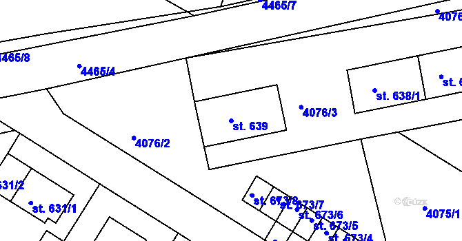 Parcela st. 639 v KÚ Počátky, Katastrální mapa