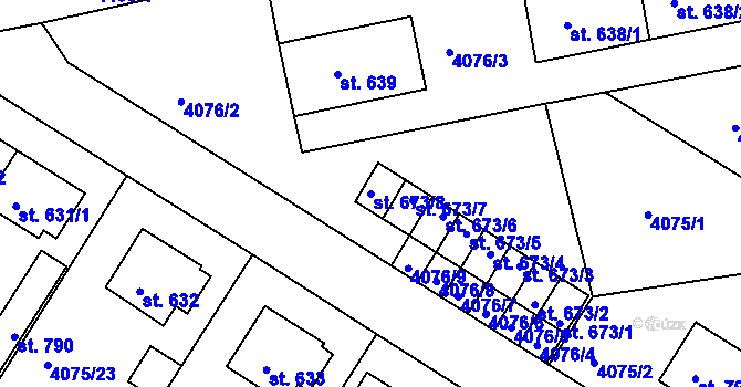 Parcela st. 673/8 v KÚ Počátky, Katastrální mapa