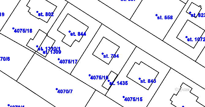 Parcela st. 794 v KÚ Počátky, Katastrální mapa