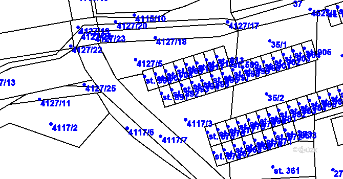 Parcela st. 892 v KÚ Počátky, Katastrální mapa