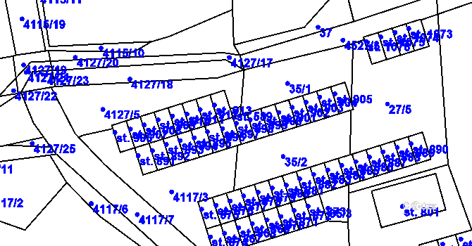 Parcela st. 898 v KÚ Počátky, Katastrální mapa