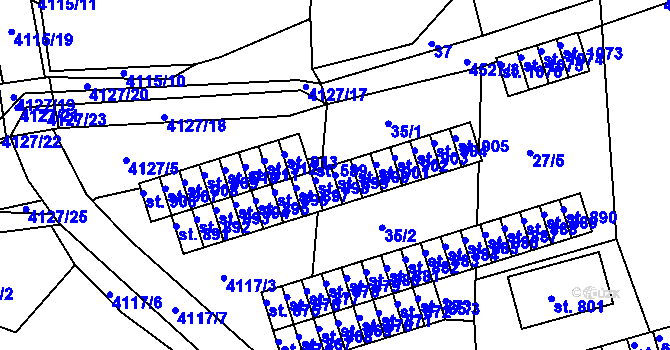 Parcela st. 899 v KÚ Počátky, Katastrální mapa