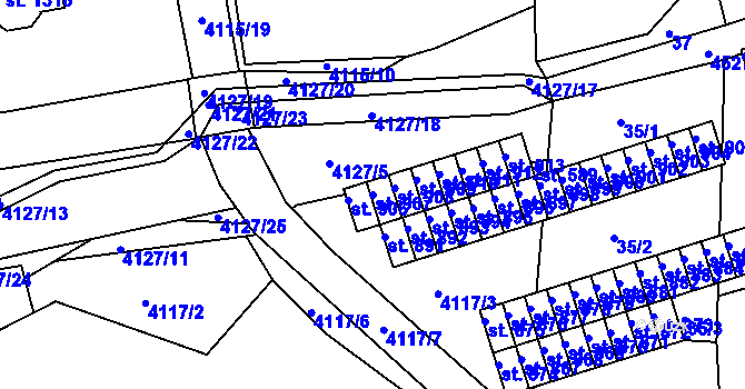 Parcela st. 907 v KÚ Počátky, Katastrální mapa