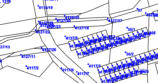 Parcela st. 908 v KÚ Počátky, Katastrální mapa