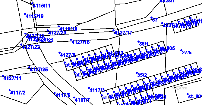 Parcela st. 912 v KÚ Počátky, Katastrální mapa