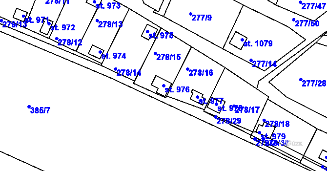 Parcela st. 976 v KÚ Počátky, Katastrální mapa