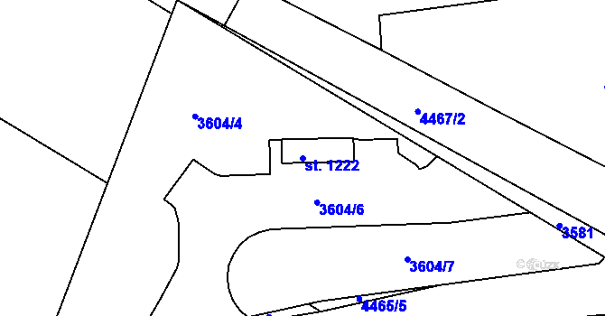 Parcela st. 1222 v KÚ Počátky, Katastrální mapa
