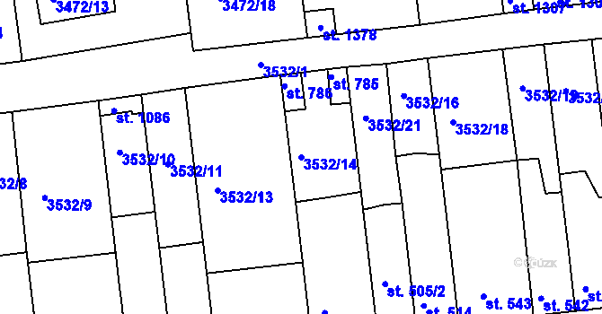 Parcela st. 3532/14 v KÚ Počátky, Katastrální mapa
