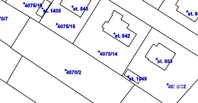 Parcela st. 4075/14 v KÚ Počátky, Katastrální mapa