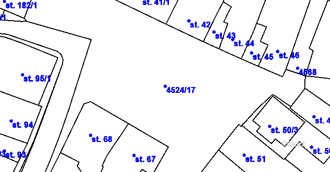 Parcela st. 4524/17 v KÚ Počátky, Katastrální mapa